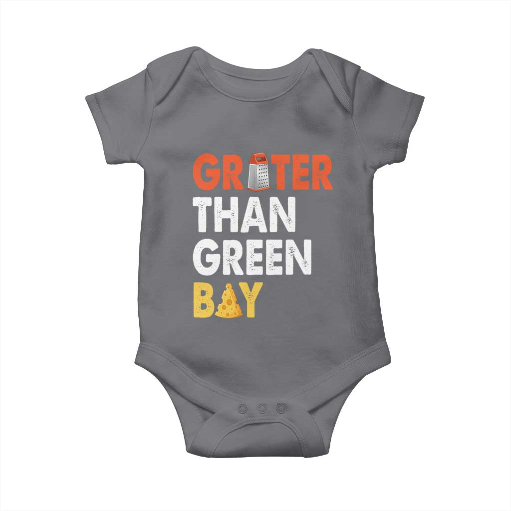 Funny Greater Than Green Bay Cheese Grate Baby Onesie TS11 Charcoal Print Your Wear