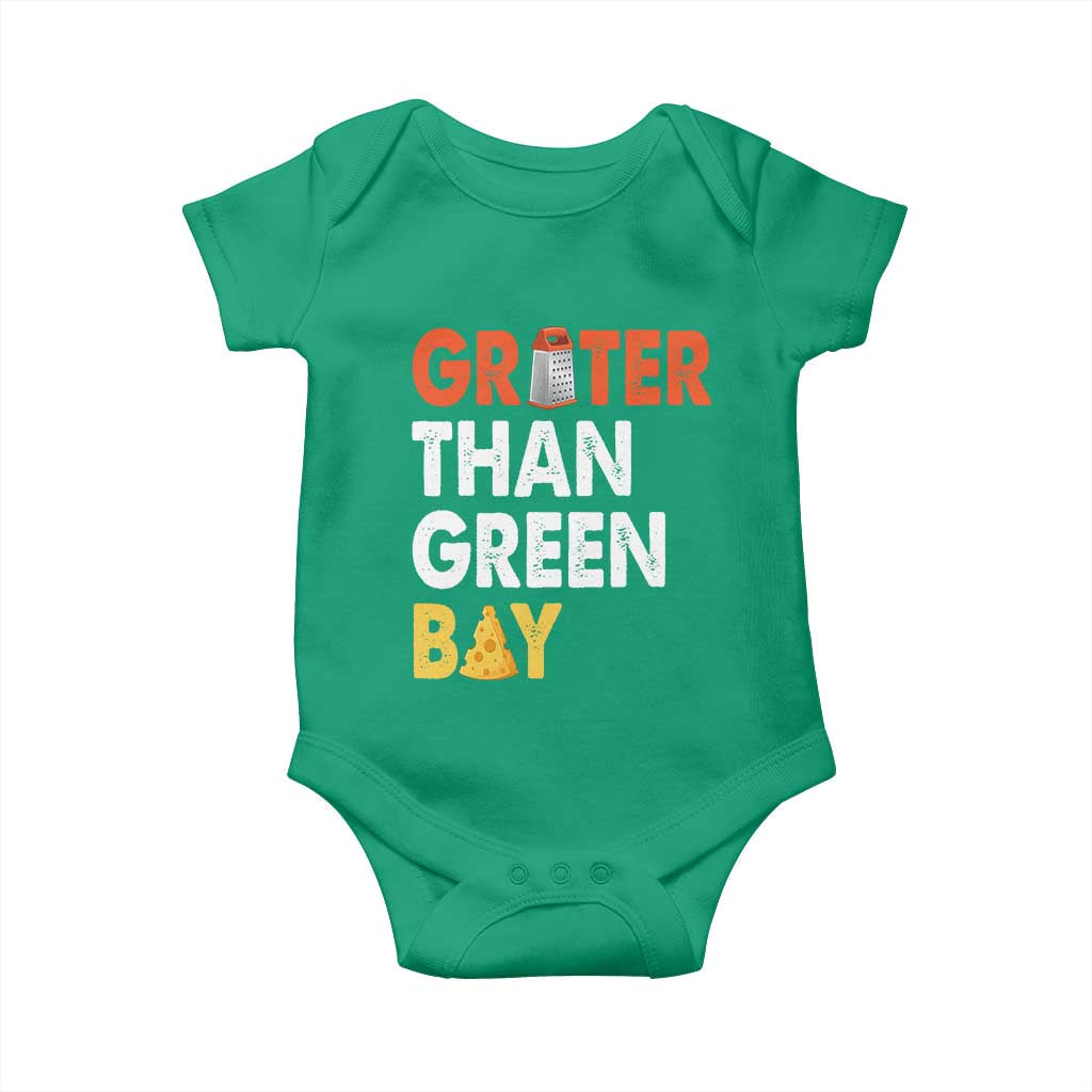 Funny Greater Than Green Bay Cheese Grate Baby Onesie TS11 Irish Green Print Your Wear