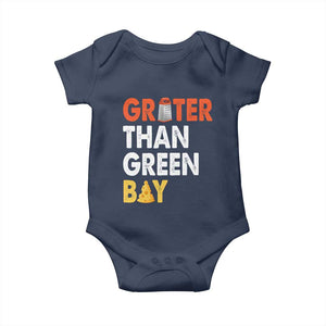 Funny Greater Than Green Bay Cheese Grate Baby Onesie TS11 Navy Print Your Wear