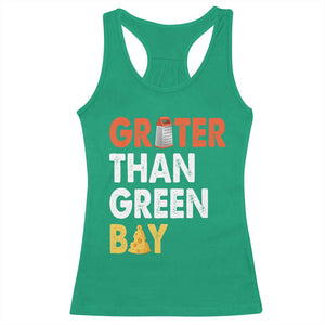 Funny Greater Than Green Bay Cheese Grate Racerback Tank Top TS11 Irish Green Print Your Wear