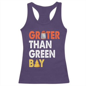Funny Greater Than Green Bay Cheese Grate Racerback Tank Top TS11 Purple Print Your Wear