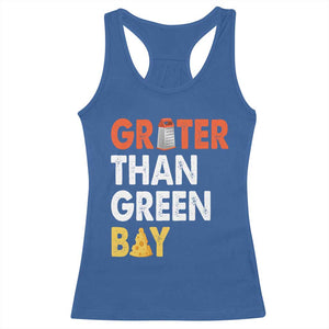 Funny Greater Than Green Bay Cheese Grate Racerback Tank Top TS11 Royal Blue Print Your Wear