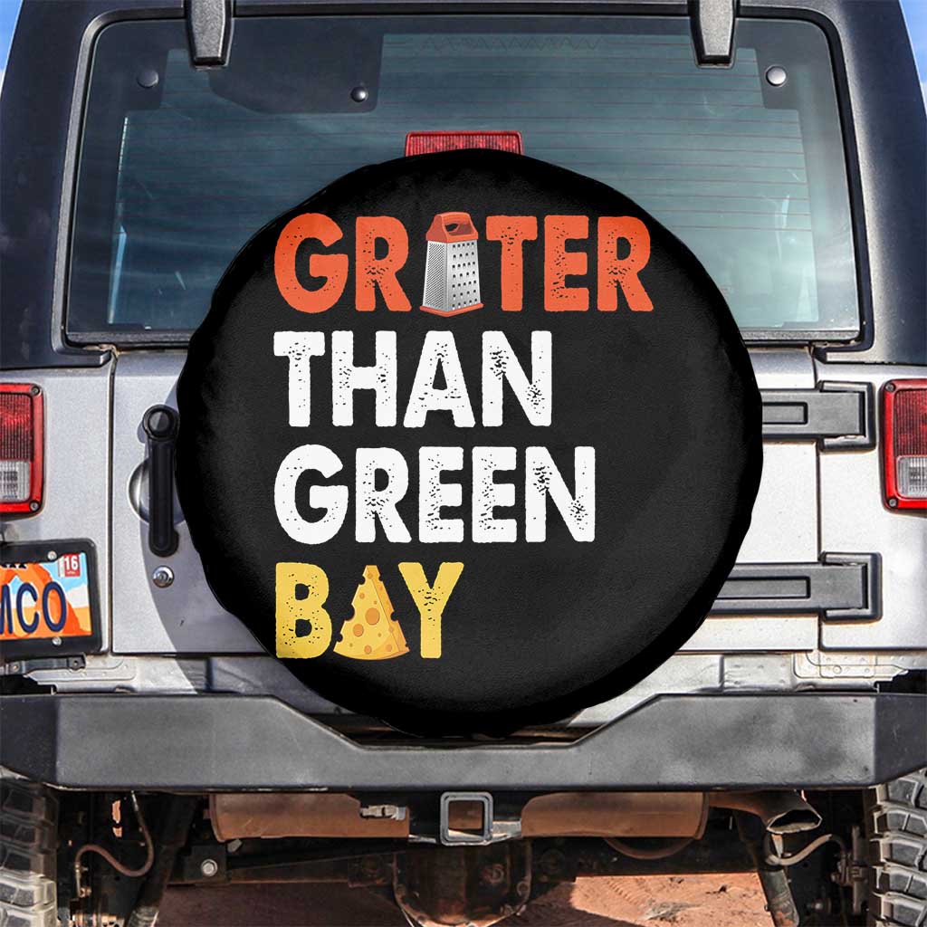 Funny Greater Than Green Bay Cheese Grate Spare Tire Cover TS11 No hole Black Print Your Wear
