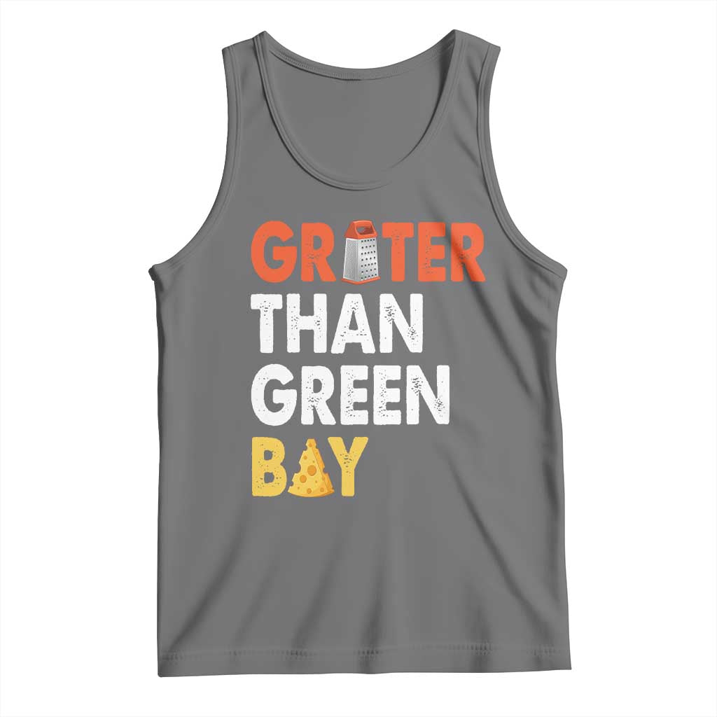 Funny Greater Than Green Bay Cheese Grate Tank Top TS11 Black Heather Print Your Wear