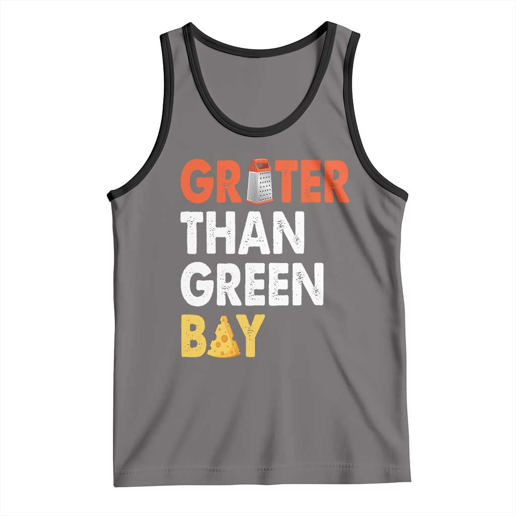 Funny Greater Than Green Bay Cheese Grate Tank Top TS11 Deep Heather Black Print Your Wear