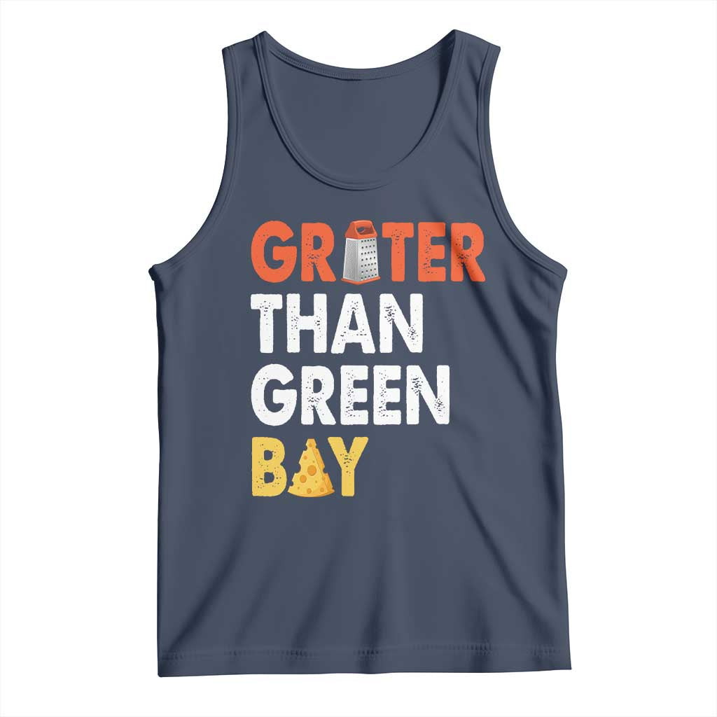 Funny Greater Than Green Bay Cheese Grate Tank Top TS11 Navy Print Your Wear