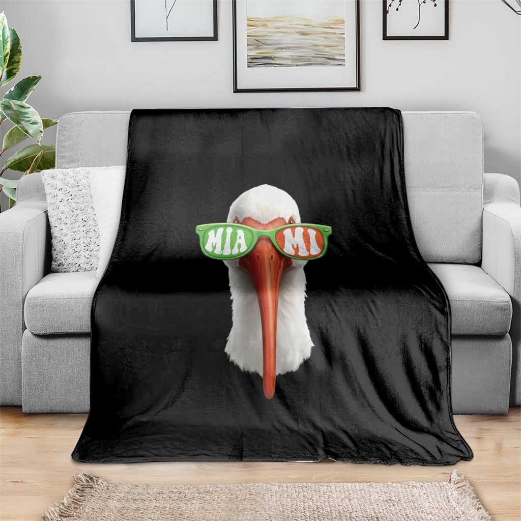 Vintage Miami White Ibis with Sunglasses Throw Blanket TS11 Print Your Wear