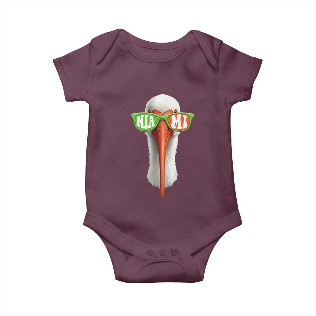 Vintage Miami White Ibis with Sunglasses Baby Onesie TS11 Maroon Print Your Wear