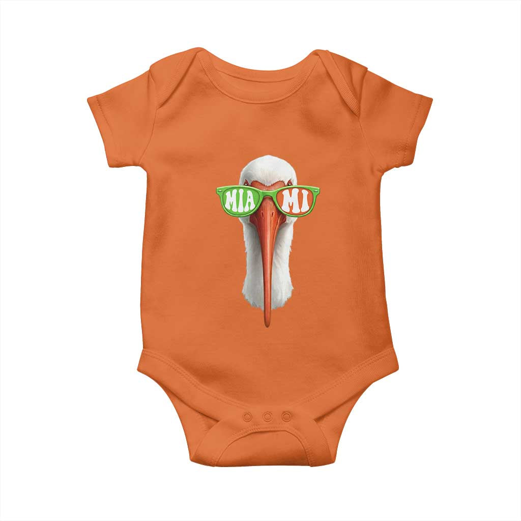 Vintage Miami White Ibis with Sunglasses Baby Onesie TS11 Orange Print Your Wear