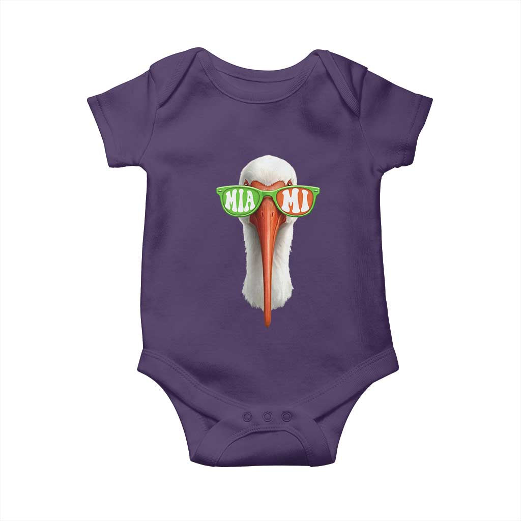 Vintage Miami White Ibis with Sunglasses Baby Onesie TS11 Purple Print Your Wear