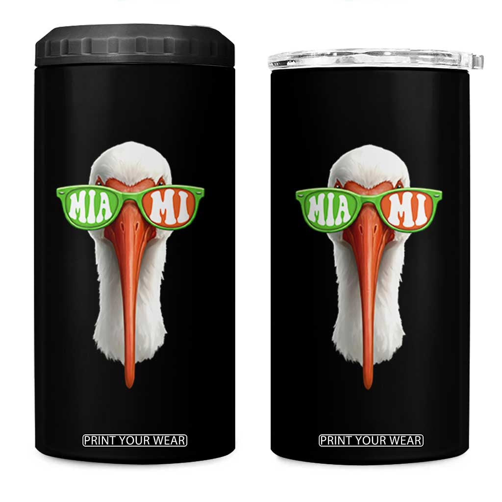 Vintage Miami White Ibis with Sunglasses 4 in 1 Can Cooler Tumbler TS11 One Size: 16 oz Black Print Your Wear