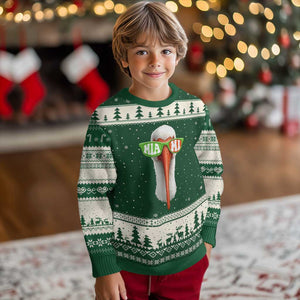 Vintage Miami White Ibis with Sunglasses Ugly Christmas Sweater TS11 Forest Green Beige Print Your Wear