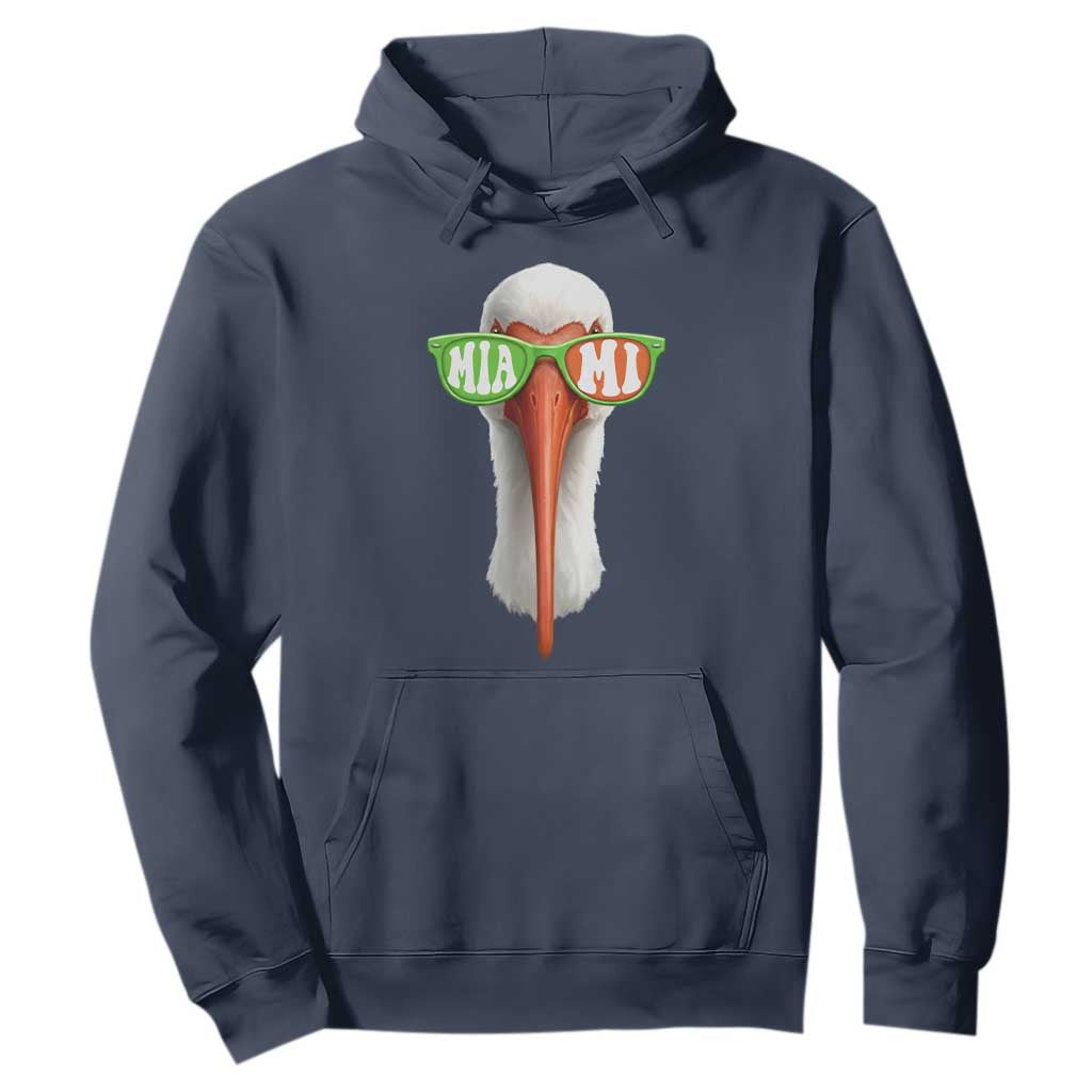 Vintage Miami White Ibis with Sunglasses Hoodie TS11 Navy Print Your Wear