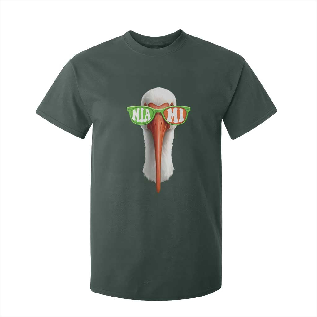 Vintage Miami White Ibis with Sunglasses T Shirt For Kid TS11 Dark Forest Green Print Your Wear