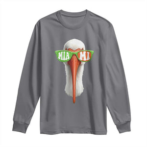 Vintage Miami White Ibis with Sunglasses Long Sleeve Shirt TS11 Charcoal Print Your Wear