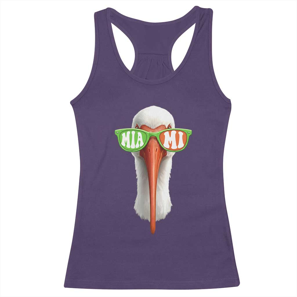 Vintage Miami White Ibis with Sunglasses Racerback Tank Top TS11 Purple Print Your Wear