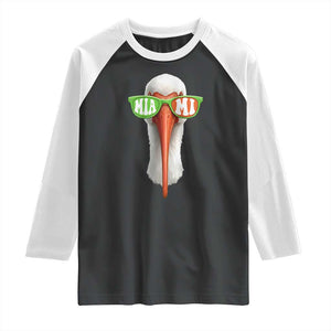 Vintage Miami White Ibis with Sunglasses Raglan Shirt TS11 Black White Print Your Wear