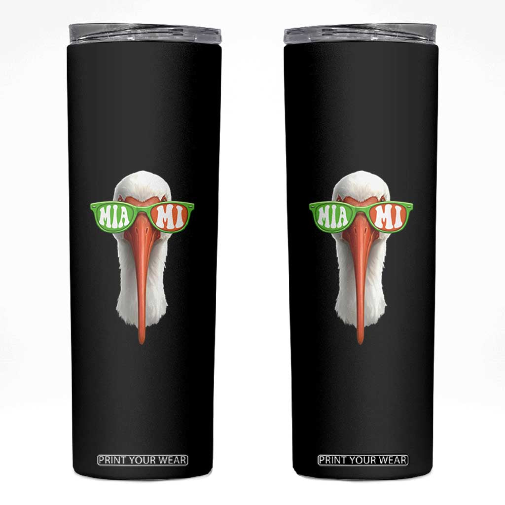Vintage Miami White Ibis with Sunglasses Skinny Tumbler TS11 Black Print Your Wear