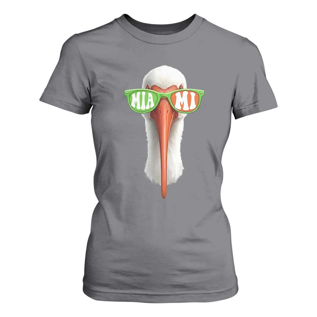 Vintage Miami White Ibis with Sunglasses T Shirt For Women TS11 Charcoal Print Your Wear