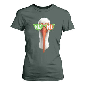 Vintage Miami White Ibis with Sunglasses T Shirt For Women TS11 Dark Forest Green Print Your Wear