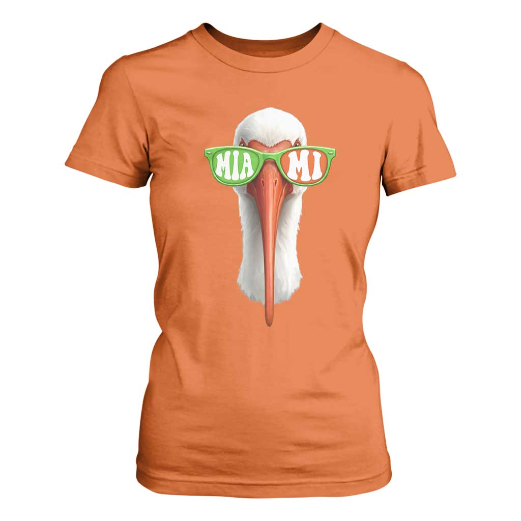 Vintage Miami White Ibis with Sunglasses T Shirt For Women TS11 Orange Print Your Wear