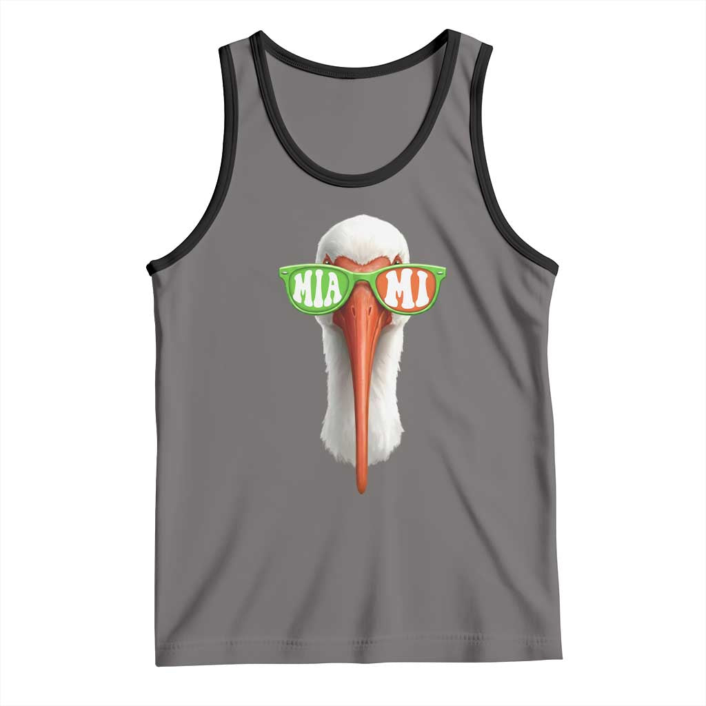 Vintage Miami White Ibis with Sunglasses Tank Top TS11 Deep Heather Black Print Your Wear