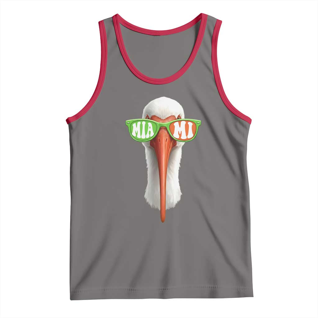 Vintage Miami White Ibis with Sunglasses Tank Top TS11 Deep Heather Red Print Your Wear