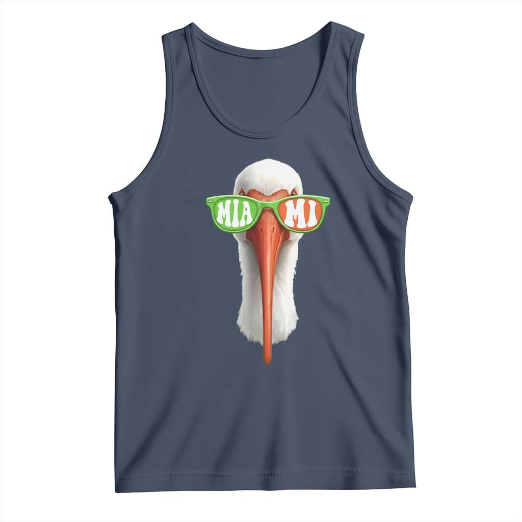 Vintage Miami White Ibis with Sunglasses Tank Top TS11 Navy Print Your Wear