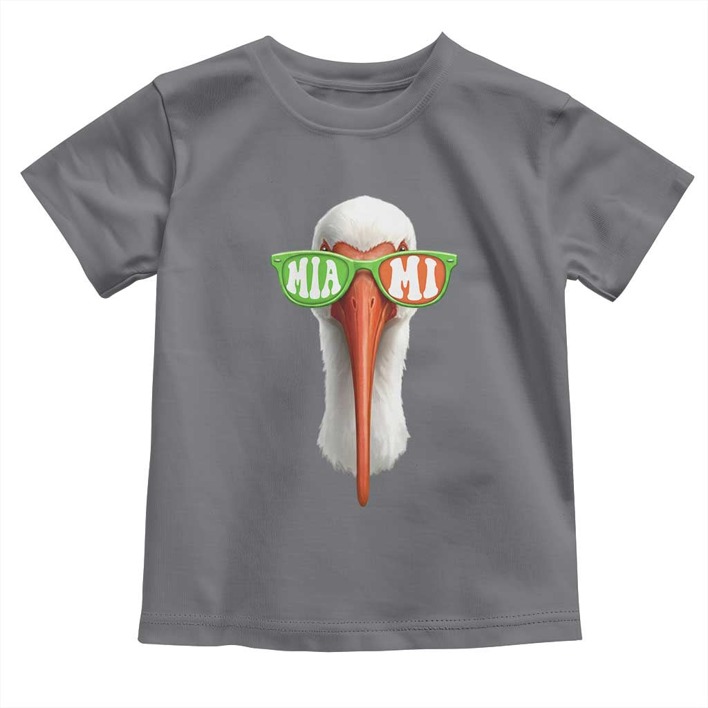Vintage Miami White Ibis with Sunglasses Toddler T Shirt TS11 Charcoal Print Your Wear