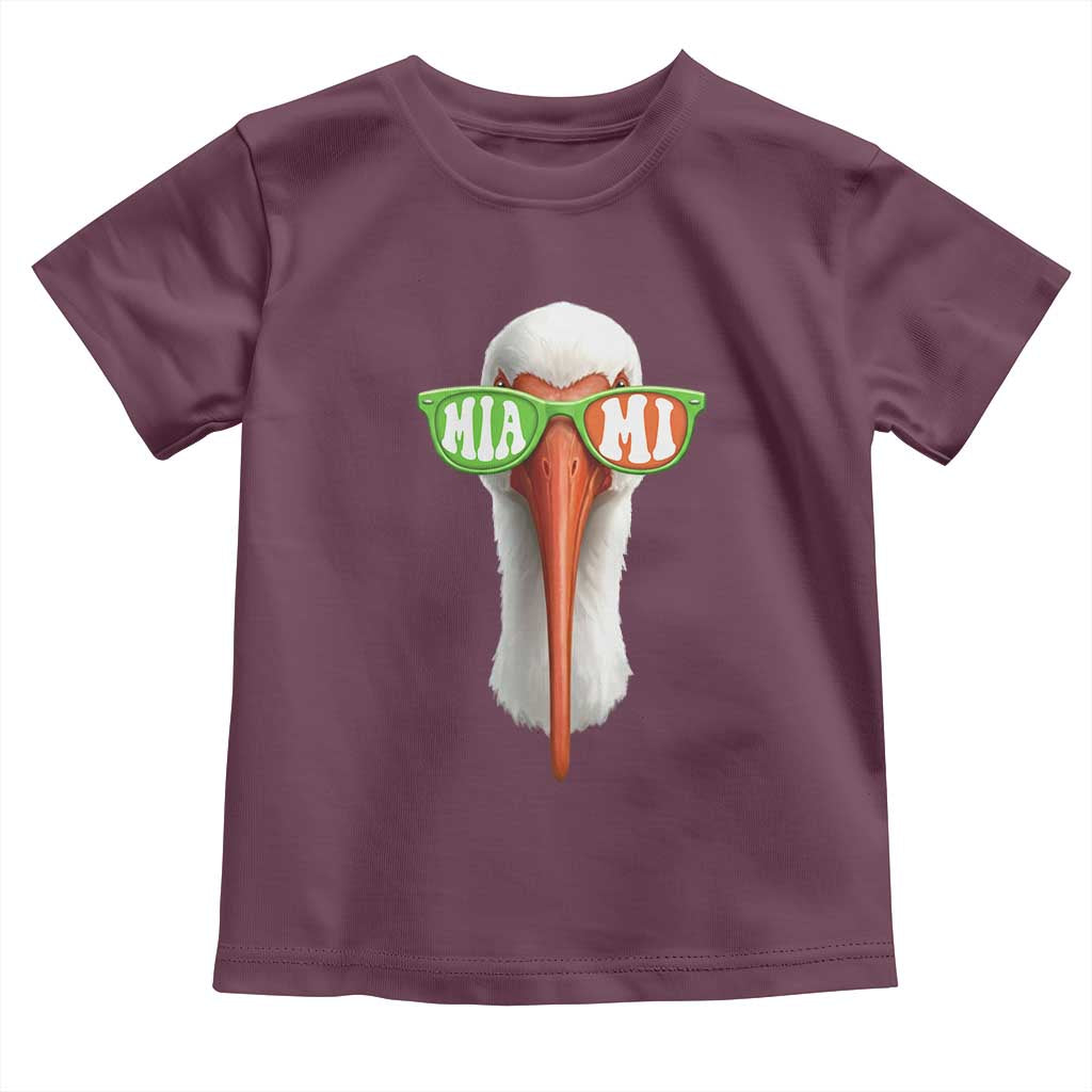 Vintage Miami White Ibis with Sunglasses Toddler T Shirt TS11 Maroon Print Your Wear