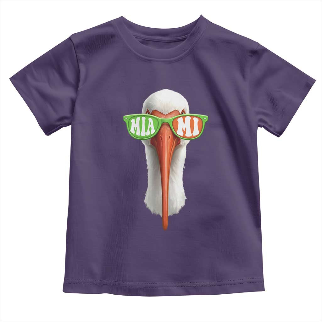 Vintage Miami White Ibis with Sunglasses Toddler T Shirt TS11 Purple Print Your Wear