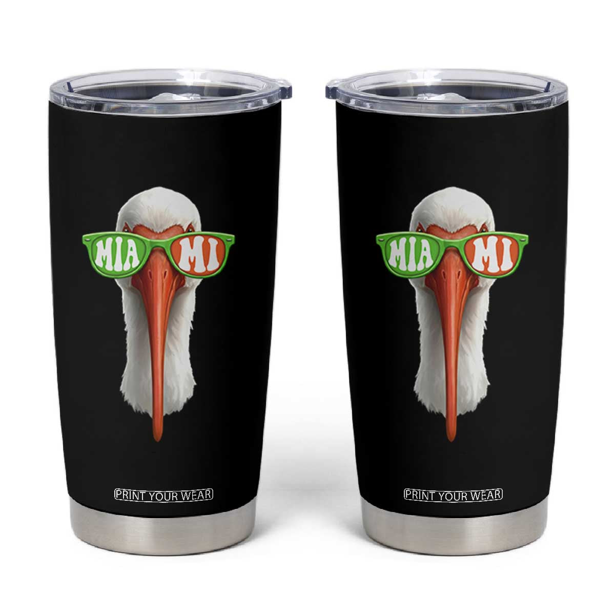 Vintage Miami White Ibis with Sunglasses Tumbler Cup TS11 Black Print Your Wear