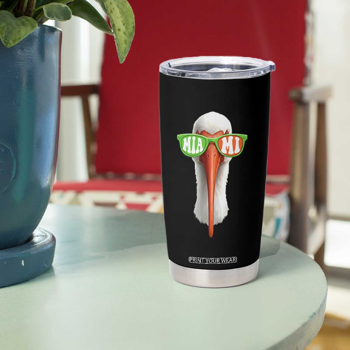 Vintage Miami White Ibis with Sunglasses Tumbler Cup TS11 Print Your Wear