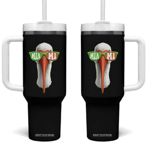 Vintage Miami White Ibis with Sunglasses Tumbler With Handle TS11 One Size: 40 oz Black Print Your Wear