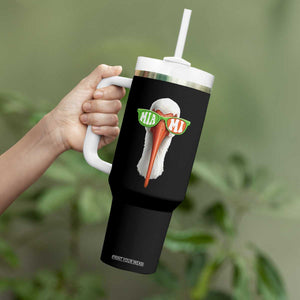 Vintage Miami White Ibis with Sunglasses Tumbler With Handle TS11 Print Your Wear