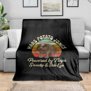 Funny Mars Potato Jones Throw Blanket Powered by Naps Snacks Side Eye Pygmy Hippo TS11 Print Your Wear