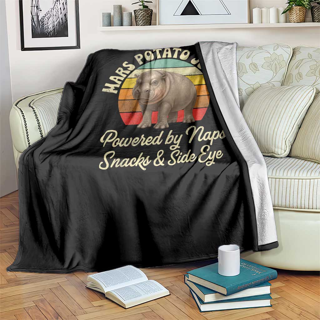 Funny Mars Potato Jones Throw Blanket Powered by Naps Snacks Side Eye Pygmy Hippo TS11 Print Your Wear