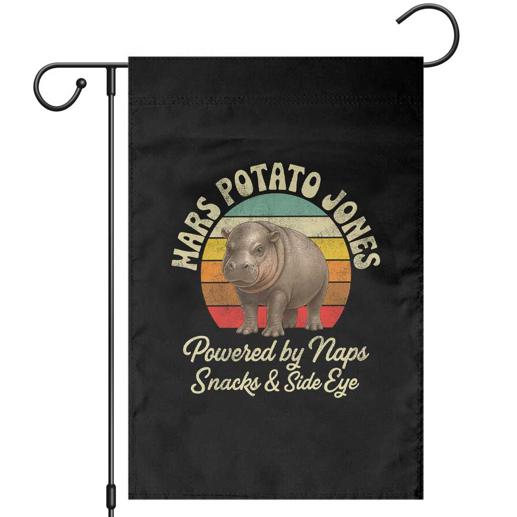 Funny Mars Potato Jones Garden Flag Powered by Naps Snacks Side Eye Pygmy Hippo TS11 Black Print Your Wear
