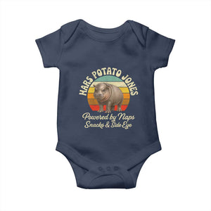 Funny Mars Potato Jones Baby Onesie Powered by Naps Snacks Side Eye Pygmy Hippo TS11 Navy Print Your Wear