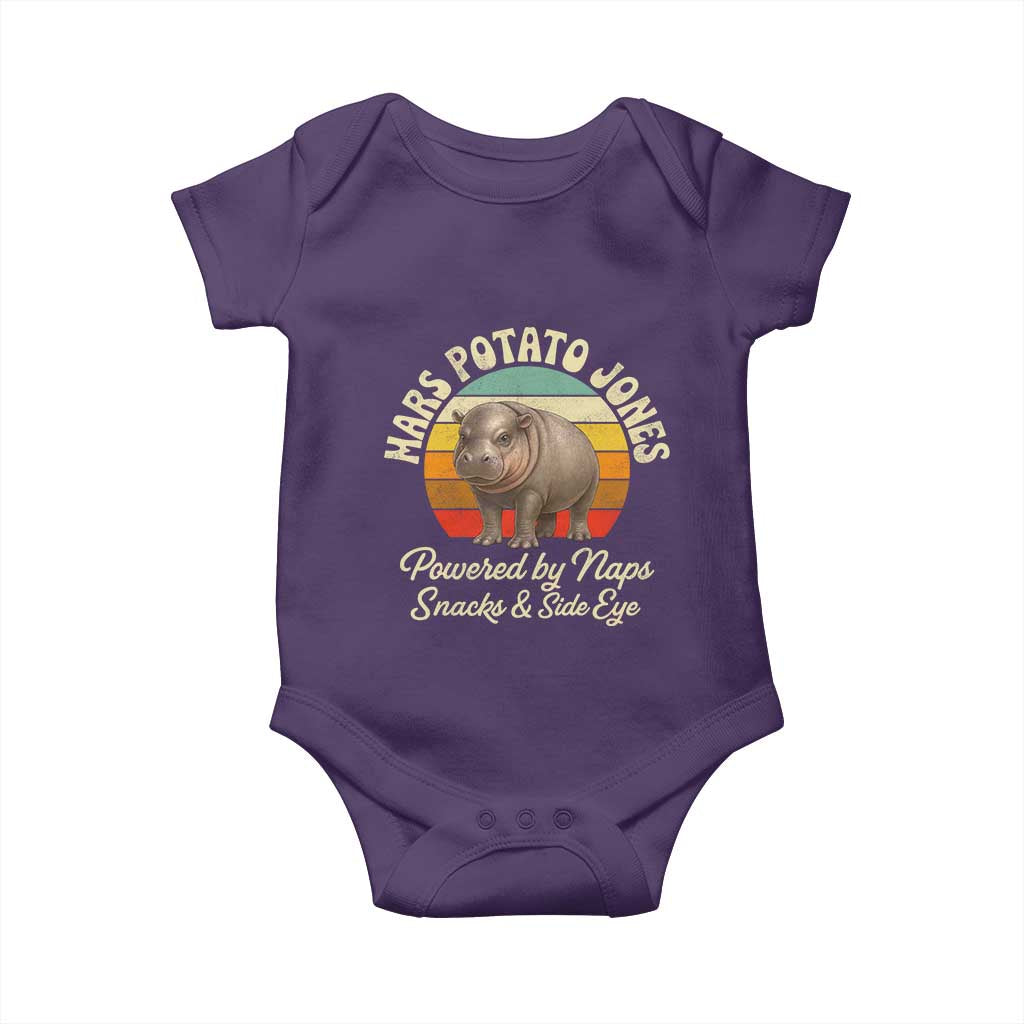 Funny Mars Potato Jones Baby Onesie Powered by Naps Snacks Side Eye Pygmy Hippo TS11 Purple Print Your Wear