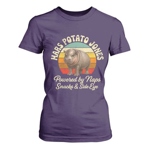 Funny Mars Potato Jones T Shirt For Women Powered by Naps Snacks Side Eye Pygmy Hippo TS11 Purple Print Your Wear