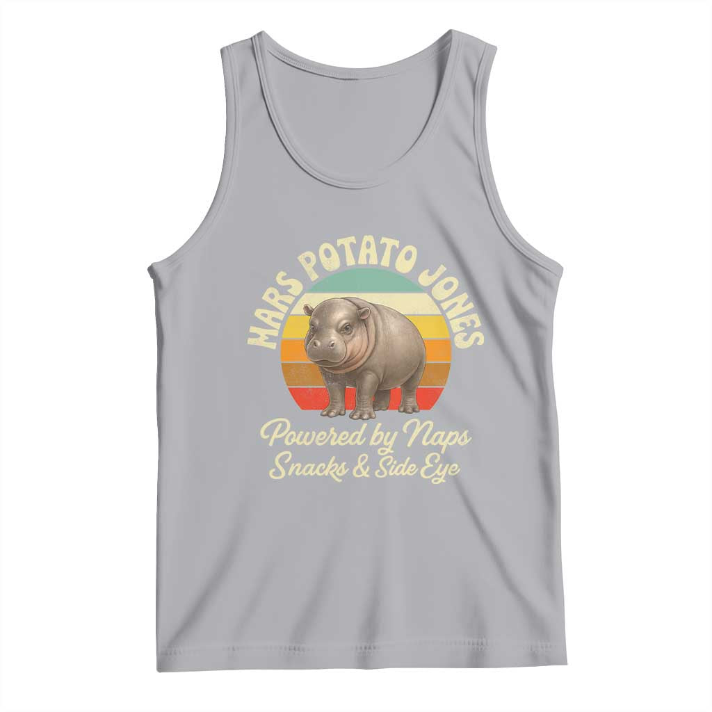 Funny Mars Potato Jones Tank Top Powered by Naps Snacks Side Eye Pygmy Hippo TS11 Athletic Heather Print Your Wear