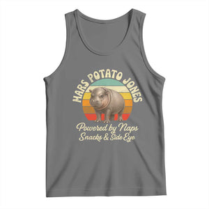 Funny Mars Potato Jones Tank Top Powered by Naps Snacks Side Eye Pygmy Hippo TS11 Black Heather Print Your Wear