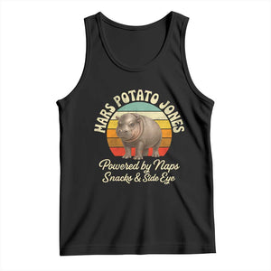 Funny Mars Potato Jones Tank Top Powered by Naps Snacks Side Eye Pygmy Hippo TS11 Black Print Your Wear