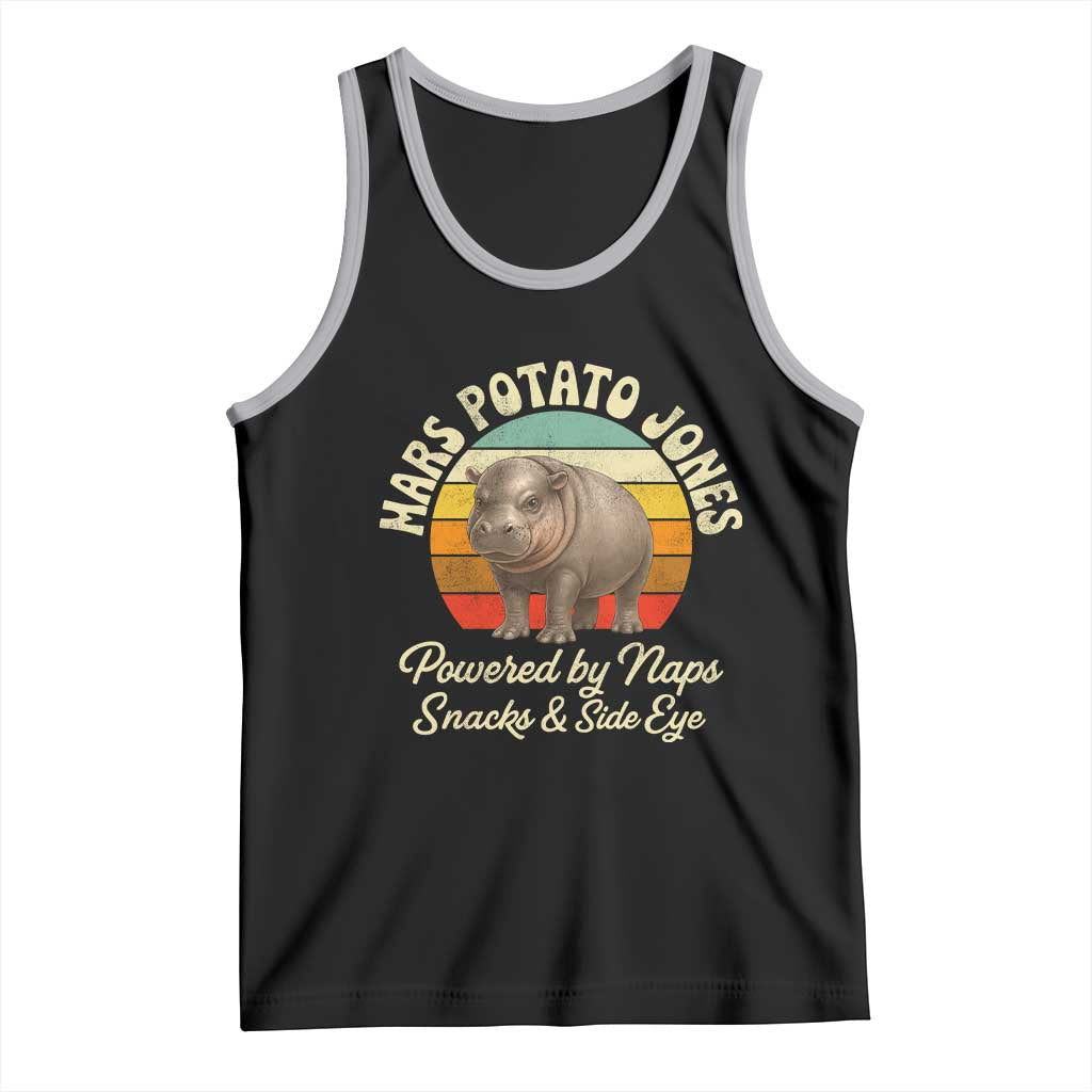 Funny Mars Potato Jones Tank Top Powered by Naps Snacks Side Eye Pygmy Hippo TS11 Black Athletic Heather Print Your Wear