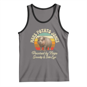 Funny Mars Potato Jones Tank Top Powered by Naps Snacks Side Eye Pygmy Hippo TS11 Deep Heather Black Print Your Wear