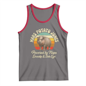 Funny Mars Potato Jones Tank Top Powered by Naps Snacks Side Eye Pygmy Hippo TS11 Deep Heather Red Print Your Wear