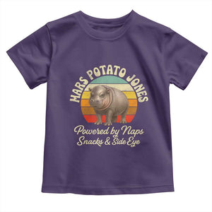Funny Mars Potato Jones Toddler T Shirt Powered by Naps Snacks Side Eye Pygmy Hippo TS11 Purple Print Your Wear