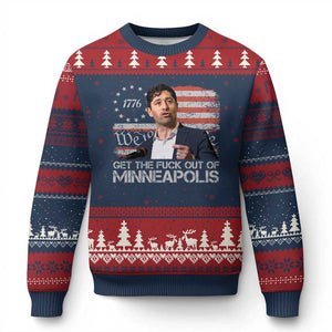 Get The Fuck Out Of Minneapolis Ugly Christmas Sweater Mayor Resistance Protest Jacob Political TS11 Navy Red Print Your Wear