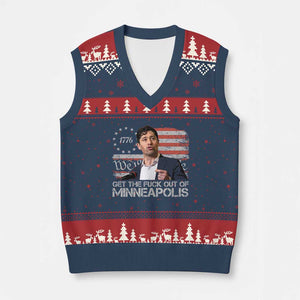 Get The Fuck Out Of Minneapolis V-Neck Knit Sweater Vest Mayor Resistance Protest Jacob Political TS11 Navy Red Print Your Wear